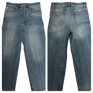 Free People Wales Stonewashed High Waist Button Fly Wide Leg Crop Jeans- 28 x 26